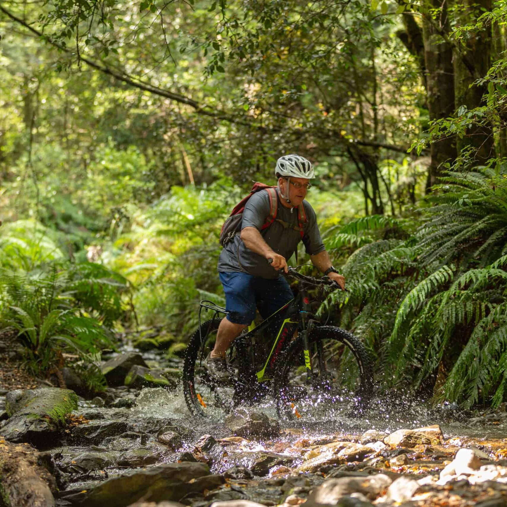 Mountain bike in river